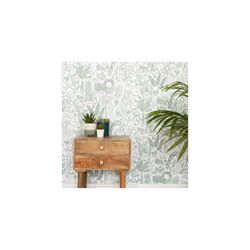 nu wallpaper SWEET SAFARI GREEN peel & stick wallpaper (52.07cm x 5.49m)