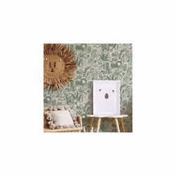 nu wallpaper SWEET SAFARI GREEN peel & stick wallpaper (52.07cm x 5.49m)