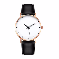 Men's Casual Quartz Watch - Rose gold with Black Strap