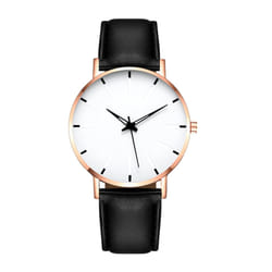 Men's Casual Quartz Watch - Rose gold with Black Strap