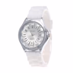 Unisex Silicone Strap Quartz Watch - White