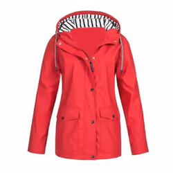 Women's Rain Jacket - Red, 4XL