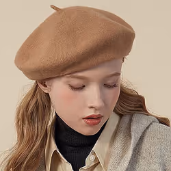 Classic Wool Beret - Camel, S