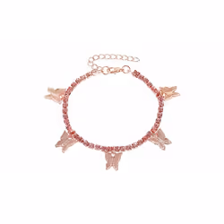 Butterfly Ankle Bracelet - Rose