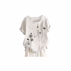 Casual loose fitting butterfly top - White, XL
