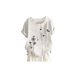 Casual loose fitting butterfly top - White, XL