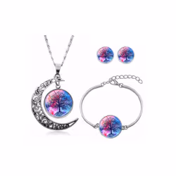 Tree of Life Pendant Necklace, Bracelet & Earrings - Gradient