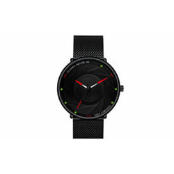 Black Mesh Strap Quartz Watch - Red