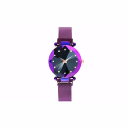 Women's Starry Quartz Watch with Mesh Strap - Purple