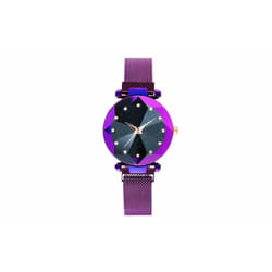Women's Starry Quartz Watch with Mesh Strap - Purple