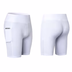 ) Women's Exercise and Yoga Shorts with Pockets - White, XXL (UK 12-14