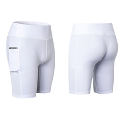 ) Women's Exercise and Yoga Shorts with Pockets - White, XXL (UK 12-14