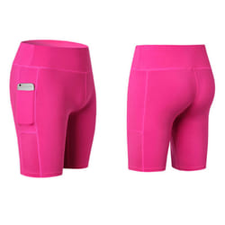 ) Women's Exercise and Yoga Shorts with Pockets - Pink, M (UK 6-8