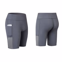 ) Women's Exercise and Yoga Shorts with Pockets - Grey, L (UK 8-10