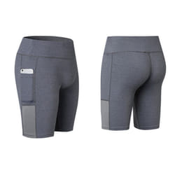 ) Women's Exercise and Yoga Shorts with Pockets - Grey, XXL (UK 12-14