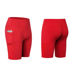 ) Women's Exercise and Yoga Shorts with Pockets - Red, L (UK 8-10