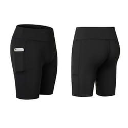 ) Women's Exercise and Yoga Shorts with Pockets - Black, XXL (UK 12-14