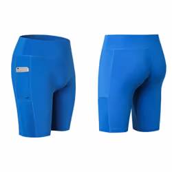 ) Women's Exercise and Yoga Shorts with Pockets - Blue, XXL (UK 12-14