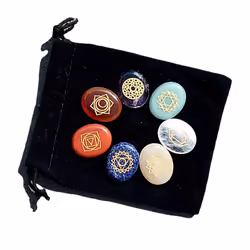 Set of 7 Natural Reiki Chakra Crystal Gemstones - Oval
