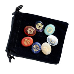 Set of 7 Natural Reiki Chakra Crystal Gemstones - Oval