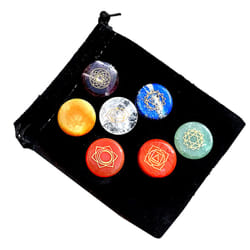 Set of 7 Natural Reiki Chakra Crystal Gemstones - Round