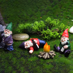 Set of 4 Miniature Drunk Garden Gnomes
