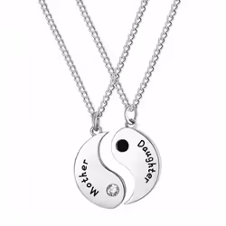 Mother and Daughter Necklace Set - Silver