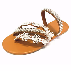 Lace and Bead Detailed Sandals - UK 7