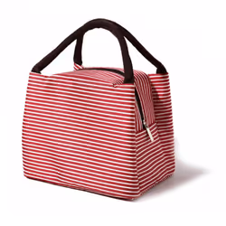 Thermal Striped Lunch Bag - Red