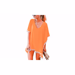 Pom-Pom Summer Bikini Cover Up Sarong - Orange