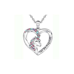 You Are Magical Unicorn Heart Necklace - silver