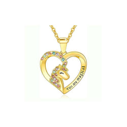 You Are Magical Unicorn Heart Necklace - gold