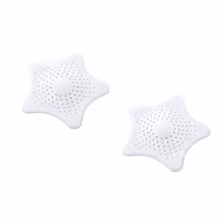 Two or Four Star-Shape Silicone Sink and Shower Drain Covers - white