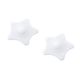 Two or Four Star-Shape Silicone Sink and Shower Drain Covers - white