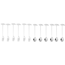Stainless Steel Cat or Fish Fork and Spoon Set - 12pc Silver, fish