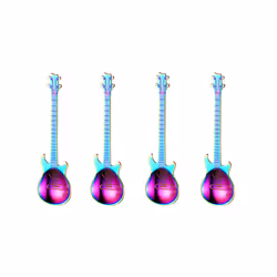 Set of 4 Stainless Steel Guitar Spoons - 4 , rainbow