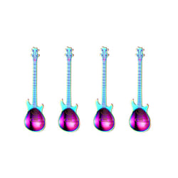 Set of 4 Stainless Steel Guitar Spoons - 4 , rainbow