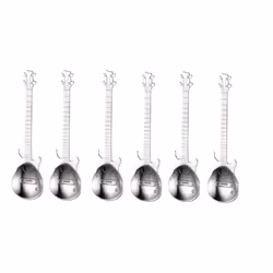 Set of 4 Stainless Steel Guitar Spoons - 6, silver