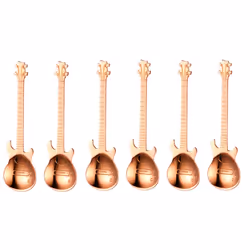 Set of 4 Stainless Steel Guitar Spoons - 6, rose gold