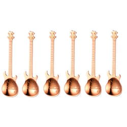 Set of 4 Stainless Steel Guitar Spoons - 6, rose gold