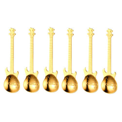 Set of 4 Stainless Steel Guitar Spoons - 6, gold