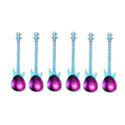 Set of 4 Stainless Steel Guitar Spoons - 6, rainbow
