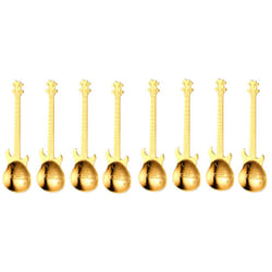 Set of 4 Stainless Steel Guitar Spoons - 8 , gold