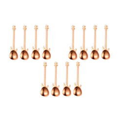 Set of 4 Stainless Steel Guitar Spoons - 12, rose gold