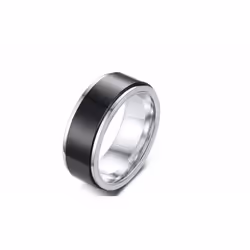 Stainless Steel Men's Ring - n, silver