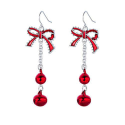 Christmas Bowknot Red Bell Dangle Earrings