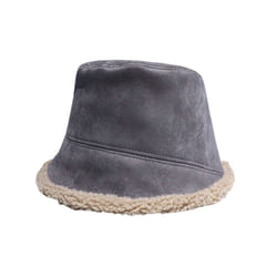 Fleece Lined Women's Winter Bucket Hat - grey