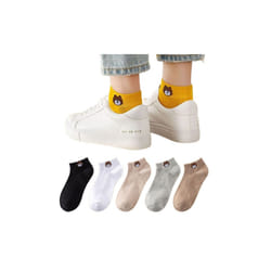 Cartoon Bear Shallow Breathable Socks - solid colour