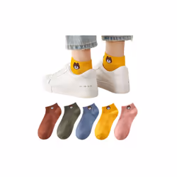 Cartoon Bear Shallow Breathable Socks - colourful