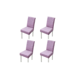 Stretchy Universal Checkered Dining Chair Covers - PURPLE, 4PCS